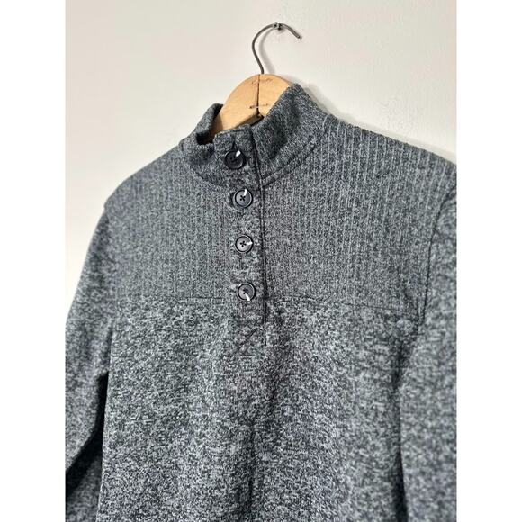 Telluride Clothing Company Womens Medium Sweater Button Mock Neck Grey Marled - Picture 2 of 10